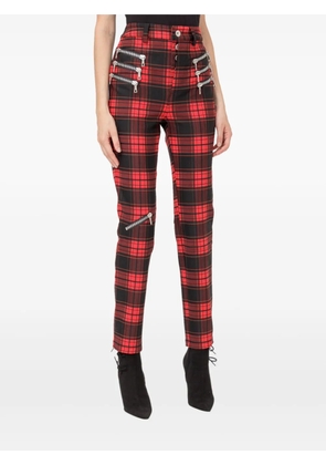 UNRAVEL PROJECT checked skinny trousers - Red