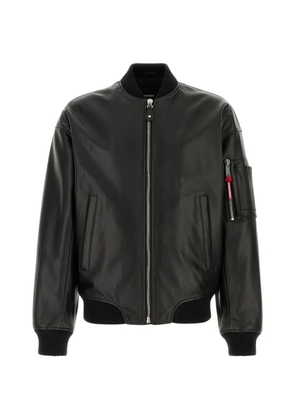 DSQUARED2 ribbed-trm leather jacket - Black
