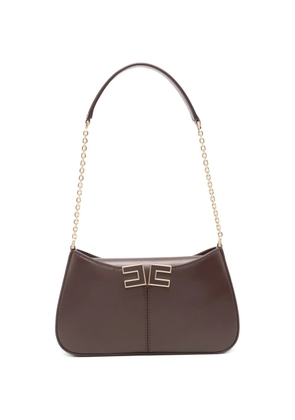 Elisabetta Franchi logo chain shoulder bag - Brown