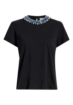 Cinq A Sept Danielle pearl-rhinestone necklace T-shirt - Black