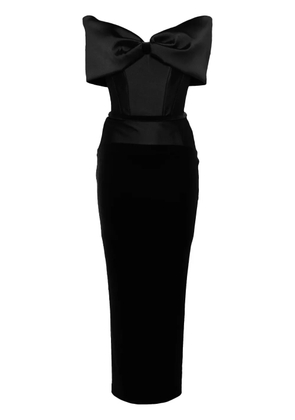 CRISTALLINI panelled-design midi dress - Black