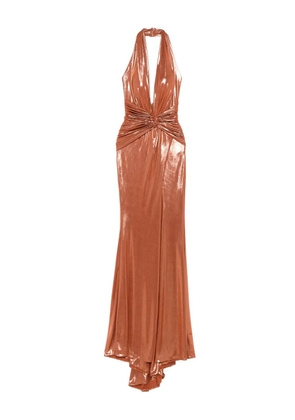 CRISTALLINI Cyra halter-neck knotted maxi dress - Orange
