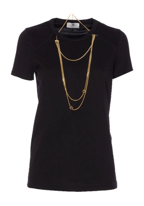 Elisabetta Franchi chain-embellished crew-neck T-shirt - Black