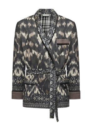 Pierre-Louis Mascia ikat-pattern belted jacket - Black