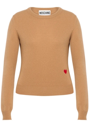 Moschino heart-motif crew-neck jumper - Neutrals