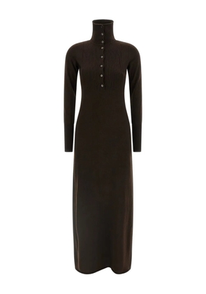 TOM FORD high-neck button maxi dress - Brown