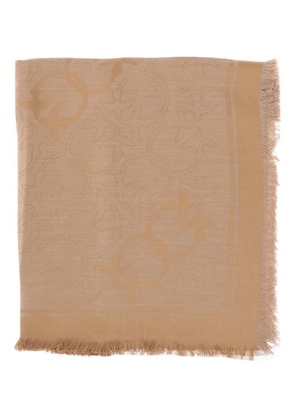 PINKO birds-print fringed-edges scarf - Neutrals