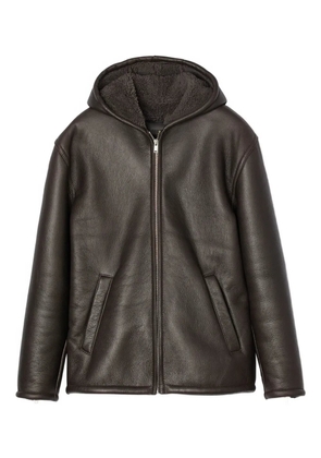 SANDRO hooded leather jacket - Grey