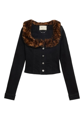 Blumarine faux-fur collar denim jacket - Black
