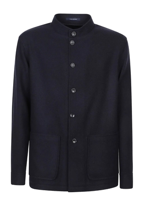 Tagliatore mandarin-collar wool shirt jacket - Blue
