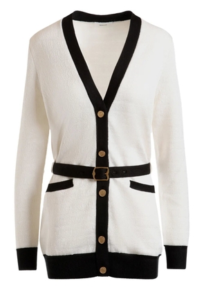Bally monogram-jacquard belted cardigan - Neutrals