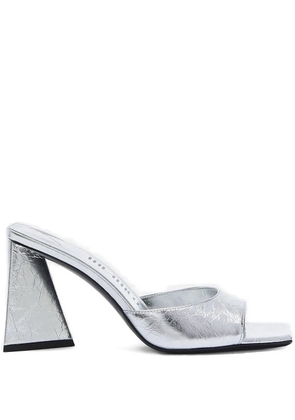 The Attico 100mm Devon metallic leather sandals - Silver