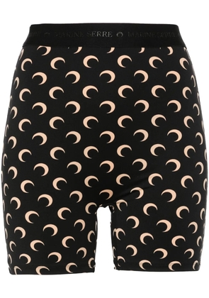 Marine Serre Crescent Moon-print shorts - Black