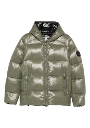 Save The Duck logo-appliqué coat - Green