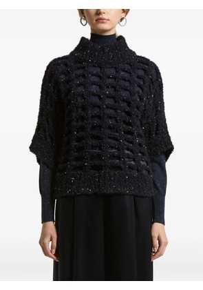 Peserico high-neck grid cut-out sweater - Black