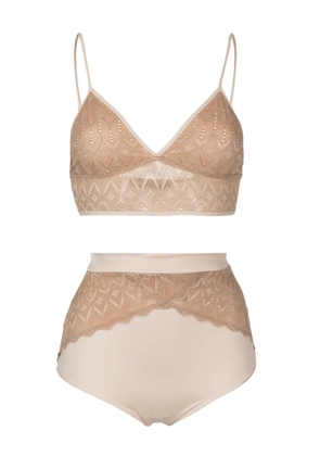 Lethicia Bronstein lace-panel lingerie set (set of two) - Neutrals