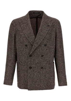 Tagliatore micro-pattern double-breasted blazer - Brown