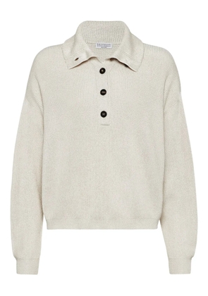 Brunello Cucinelli Vanisé knitted polo top - Neutrals