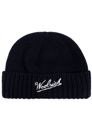 Woolrich logo-intarsia beanie - Blue