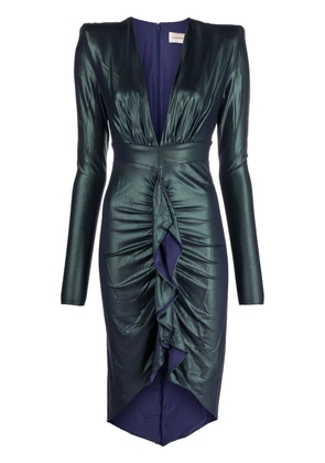 Alexandre Vauthier draped asymmetric jersey midi dress - Green