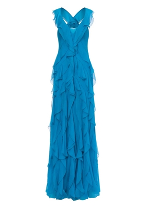 Alberta Ferretti ruffled gown - Blue