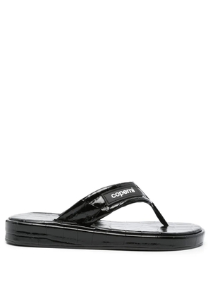 Coperni crocodile-embossed leather flip flops - Black