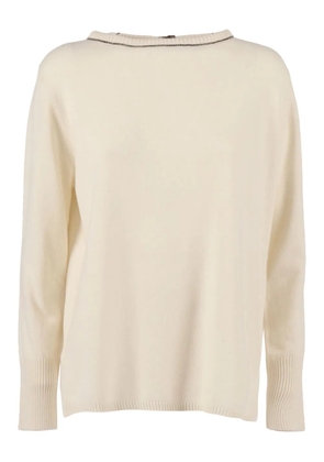 Kangra trim crew-neck sweater - Neutrals