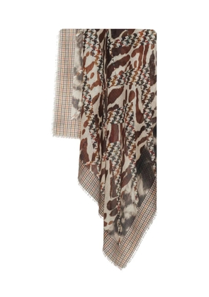 Pierre-Louis Mascia houndstooth-pattern scarf - Brown