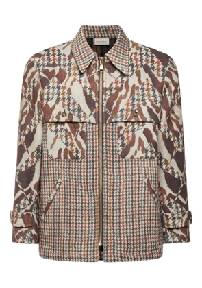 Pierre-Louis Mascia houndstooth-patterned patchwork jacket - Brown