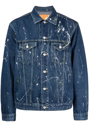 Yohji Yamamoto paint-splatter denim jacket - Blue