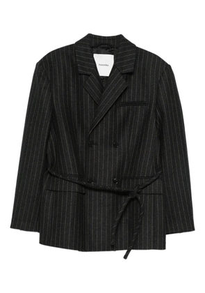 Nanushka Osono pinstripe tie-waist blazer - Black