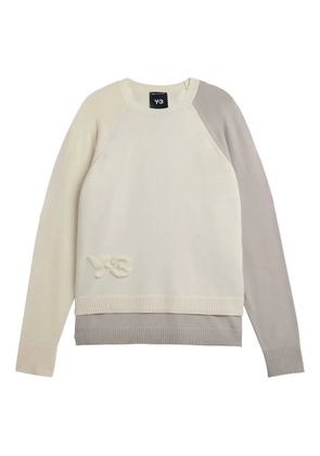 Y-3 logo-embossed colour-block sweater - White
