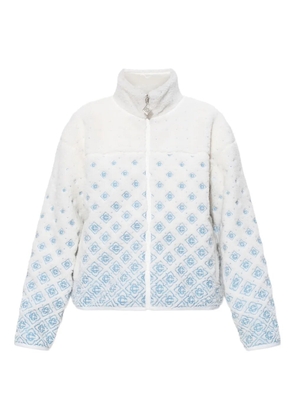 Casablanca monogram zip-up fleece jacket - White