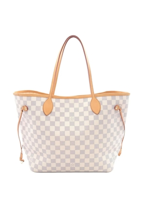 Louis Vuitton Pre-Owned 2014 MM Neverfull Damier Azur chequered shoulder bag - White