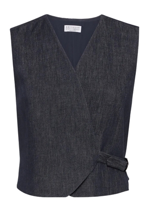 Brunello Cucinelli wrap cotton waistcoat - Blue