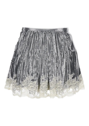 Rabanne metallic lace-trimmed skirt - Silver