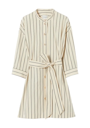 Claudie Pierlot striped-pattern belted mini dress - Neutrals