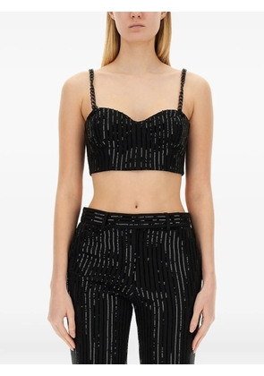 Michael Michael Kors Chain-strap striped top - Black