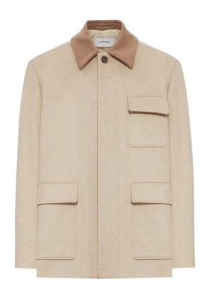 Lardini wool contrast-collar jacket - Neutrals