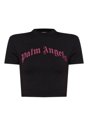 Palm Angels logo-print cropped T-shirt - Black