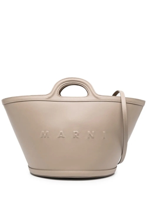 Marni large Tropicalia leather tote bag - Brown
