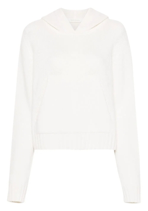 Palm Angels curved logo knitted hoodie - Neutrals