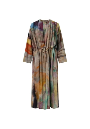 Anntian printed tie-waist dress - Neutrals