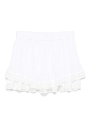 PNK pleated lace-trimmed shorts - White