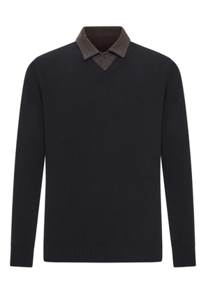 Roberto Collina contrast-collar cotton-piquet polo shirt - Black