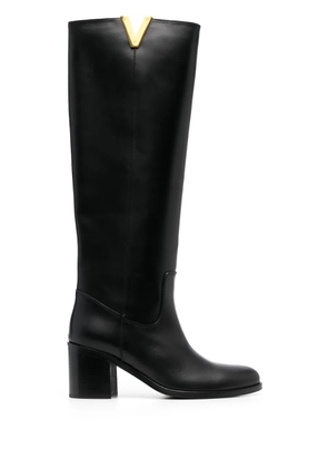 Via Roma 15 logo-plaque 65mm leather knee-length boots - Black