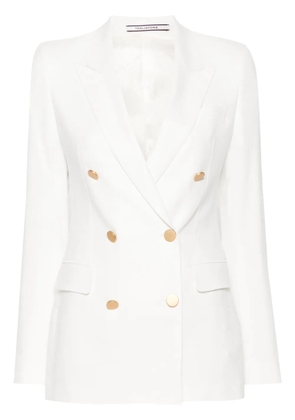 Tagliatore double-breasted twill blazer - White