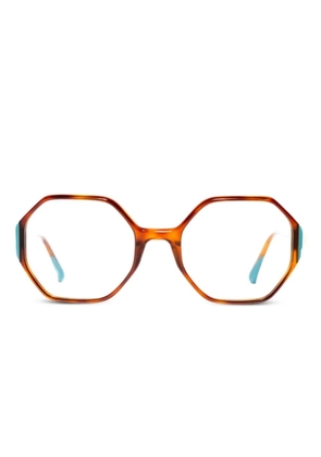 Xavier Garcia Design Drina geometric-frame glasses - Brown