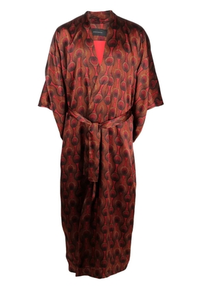 OZWALD BOATENG geometric-print tie-waist jacket - Red