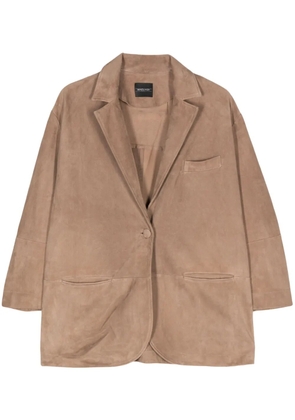 Simonetta Ravizza suede single-breasted blazer - Neutrals